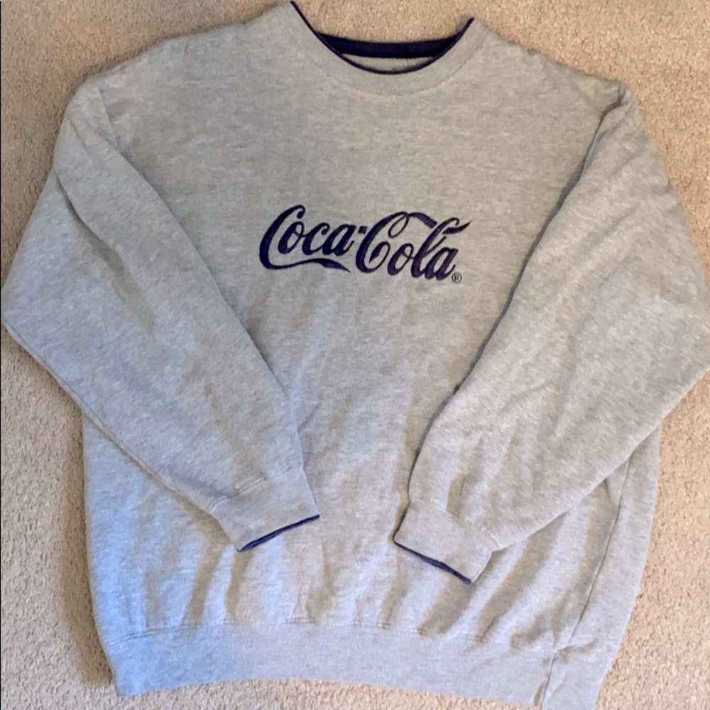 Coca-Cola Gray Crewneck Sweatshirt with Navy Logo